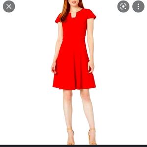 London Times Red Fit & Flare Dress